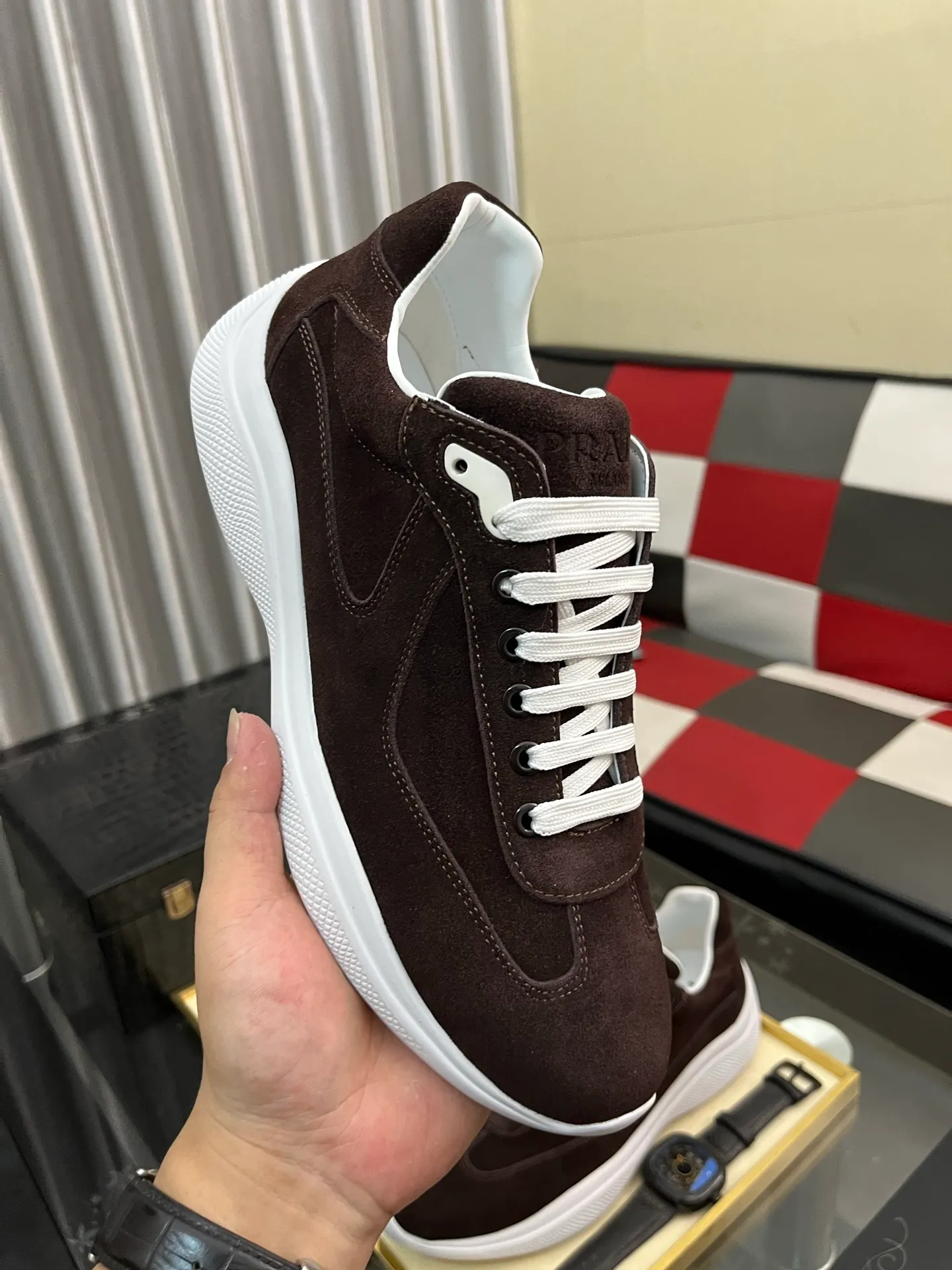 Men's shoes 💰400⌚️⌚️【PRADA】Prada casual shoes, originally developed 1:1, made of high-mercerized cowhide with imported cowhide, silk sheepskin lining, rubber outsole, comfortable and soft on the foot, size: 38-444️⃣Colors available